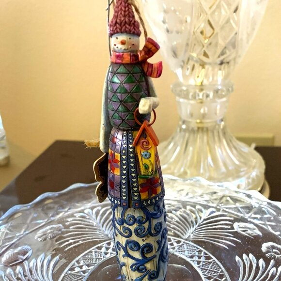 Vtg Enesco Jim Shore Snowman Bird/House #117708 Hanging Ornament - Bird Missing - Picture 7 of 10